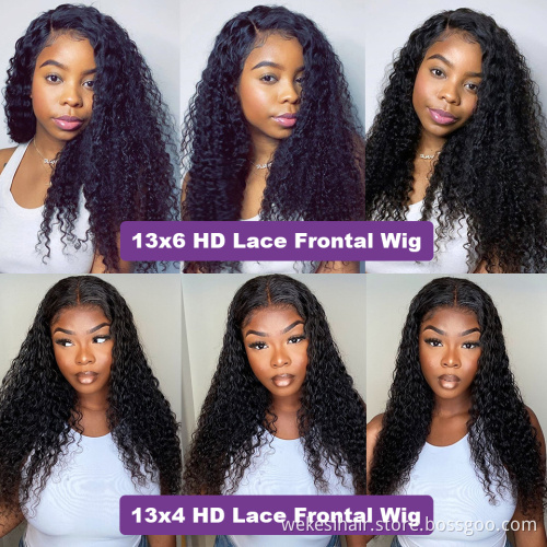 30 Inch Brazilian Virgin Hair 100 Percent Water Wave HD Lace Frontal Wig Peruvian Waterwave Wig Deep Curly Wave Human Hair Wig